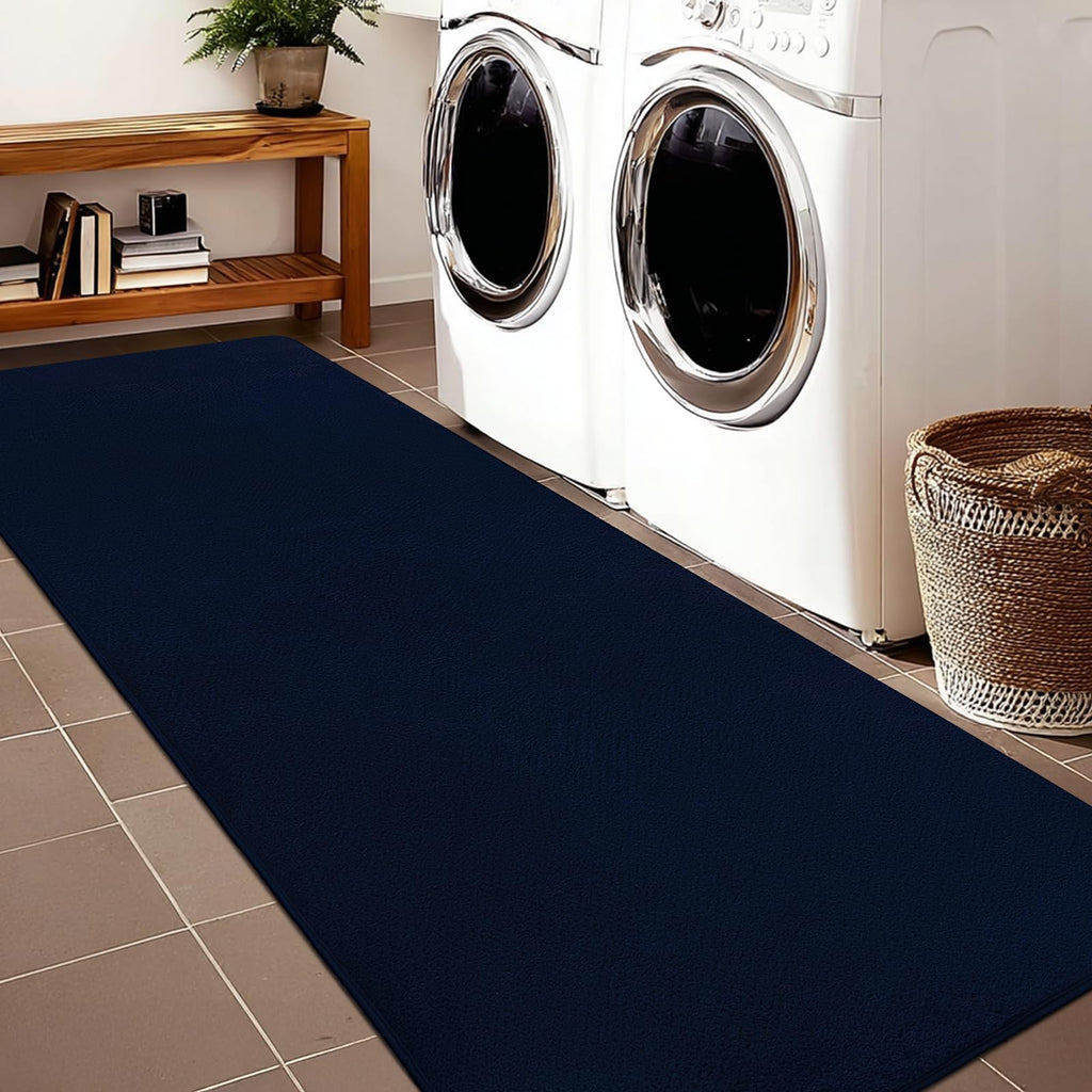 Navy Blue Runner Rug, Modern Non Slip Kitchen Runner