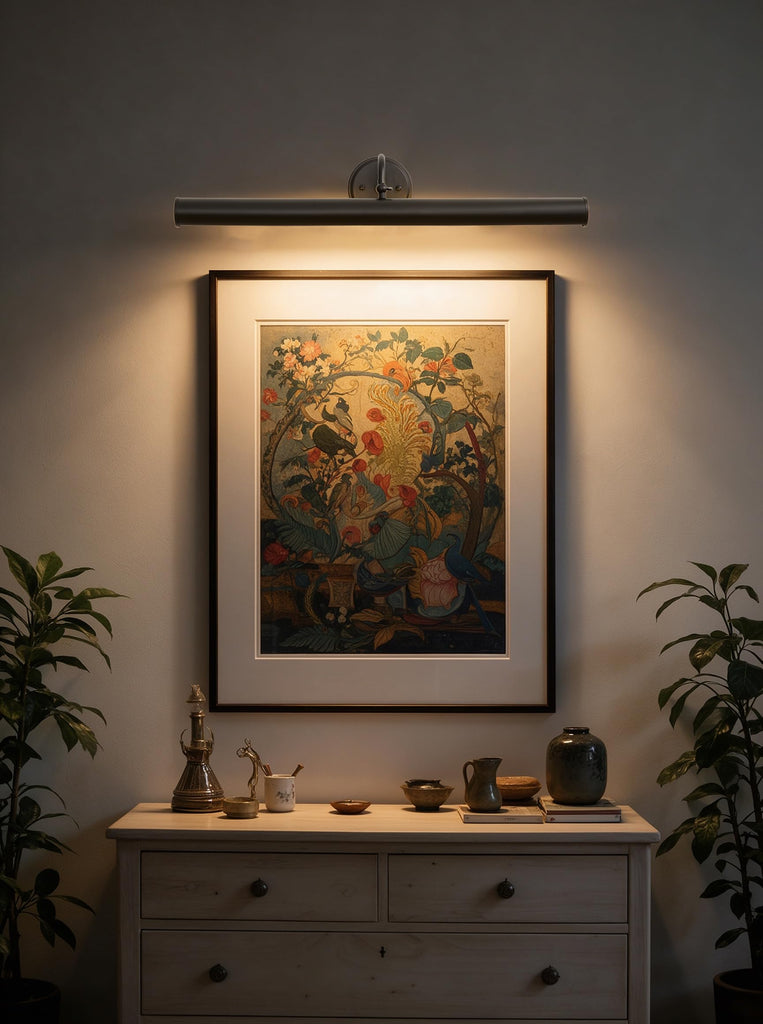 Hardwired Picture Lights,28 Inch Black Vintage Art Light,E12 Base, 330° Adjustable Rotatable,4‐Light Gallery Lighting