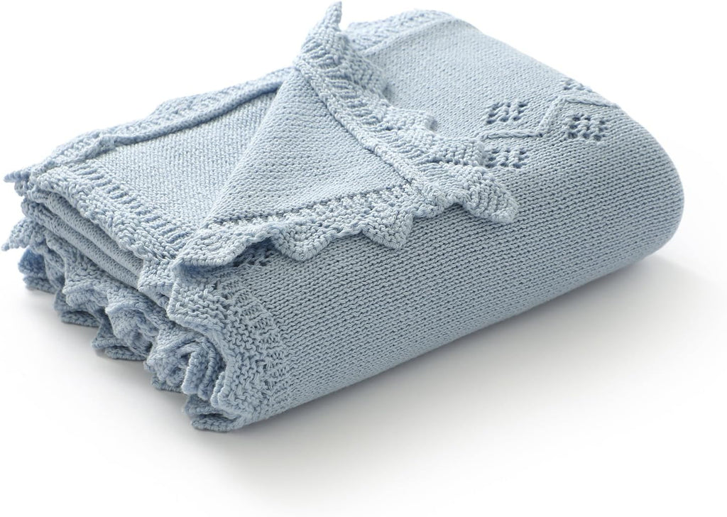Cotton Knit Baby Blankets Neutral Cozy Crochet Receiving Crib 30x40