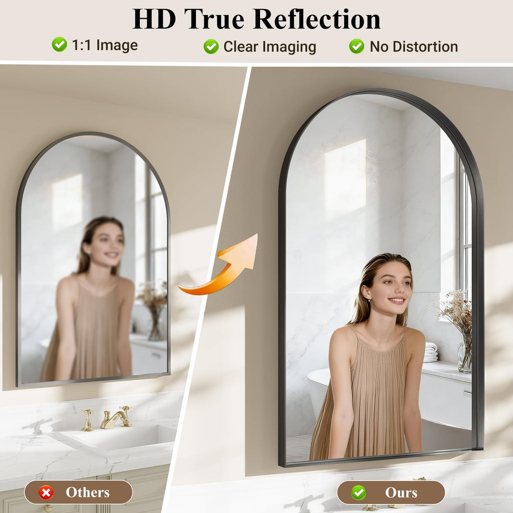 Arched Wall Mirror, 30"x48" Black Arched Mirror