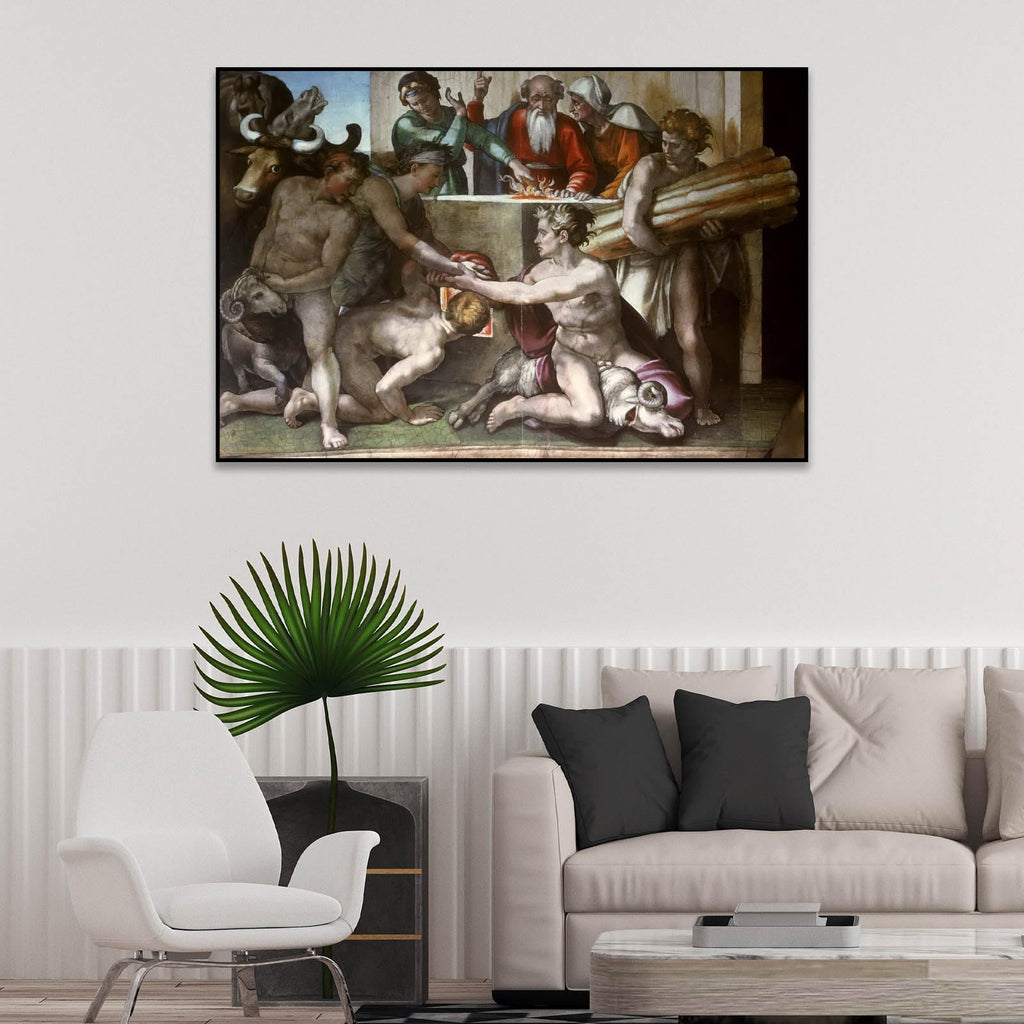 Michelangelo Canvas Wall Art Sacrifice of Noah Poster Religious Culture Art Romanticism Renaissance Historical