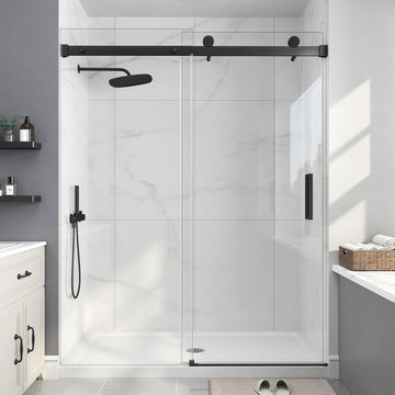 Frameless Shower Door, 49-54" W x 76" H Sliding Glass Shower Door