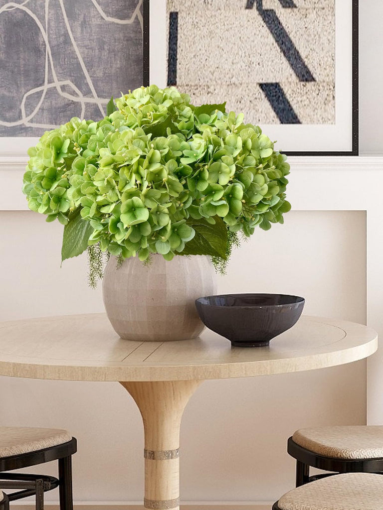 4PCS Green Fake Real Touch 20'' Lifelike Latex Artificial Hydrangeas for Spring Home Decor Outdoor Garden Porch