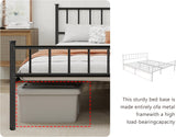 Metal Platform Queen Bed Frame with Headboard Sturdy Steel Slats Support No Box Spring Needed Easy Assembly Black