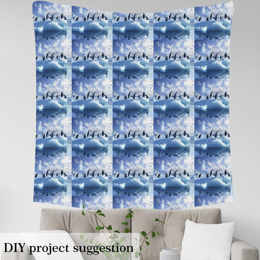 Penguins Fabric by The Yard Soft Glacier Snow Upholstery