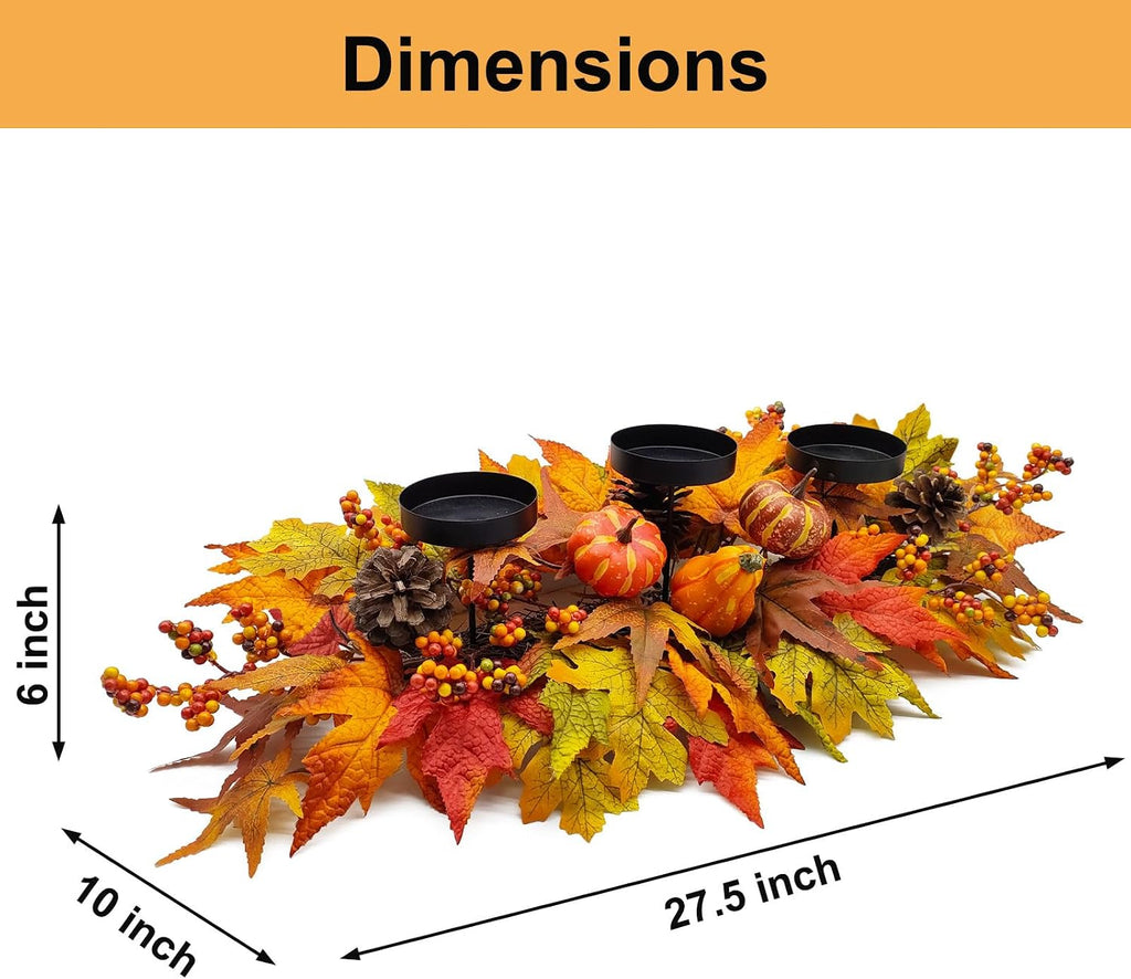 Fall Centerpiece Table Decorations, 27.5'' L Assorted Artificial Pumpkins, Berries, Maple Leaves and Pine Cones