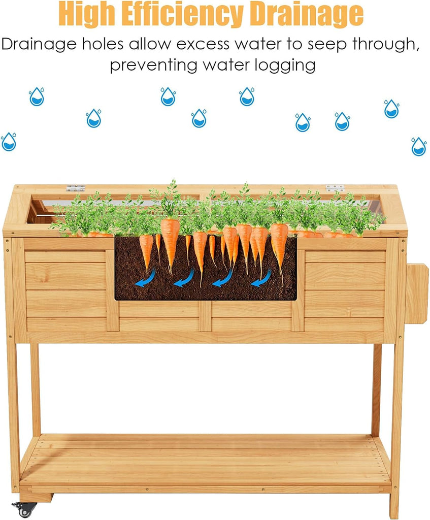 Raised Garden Beds Elevated Herb Planter Box with Legs Cover Indoor Outdoor
