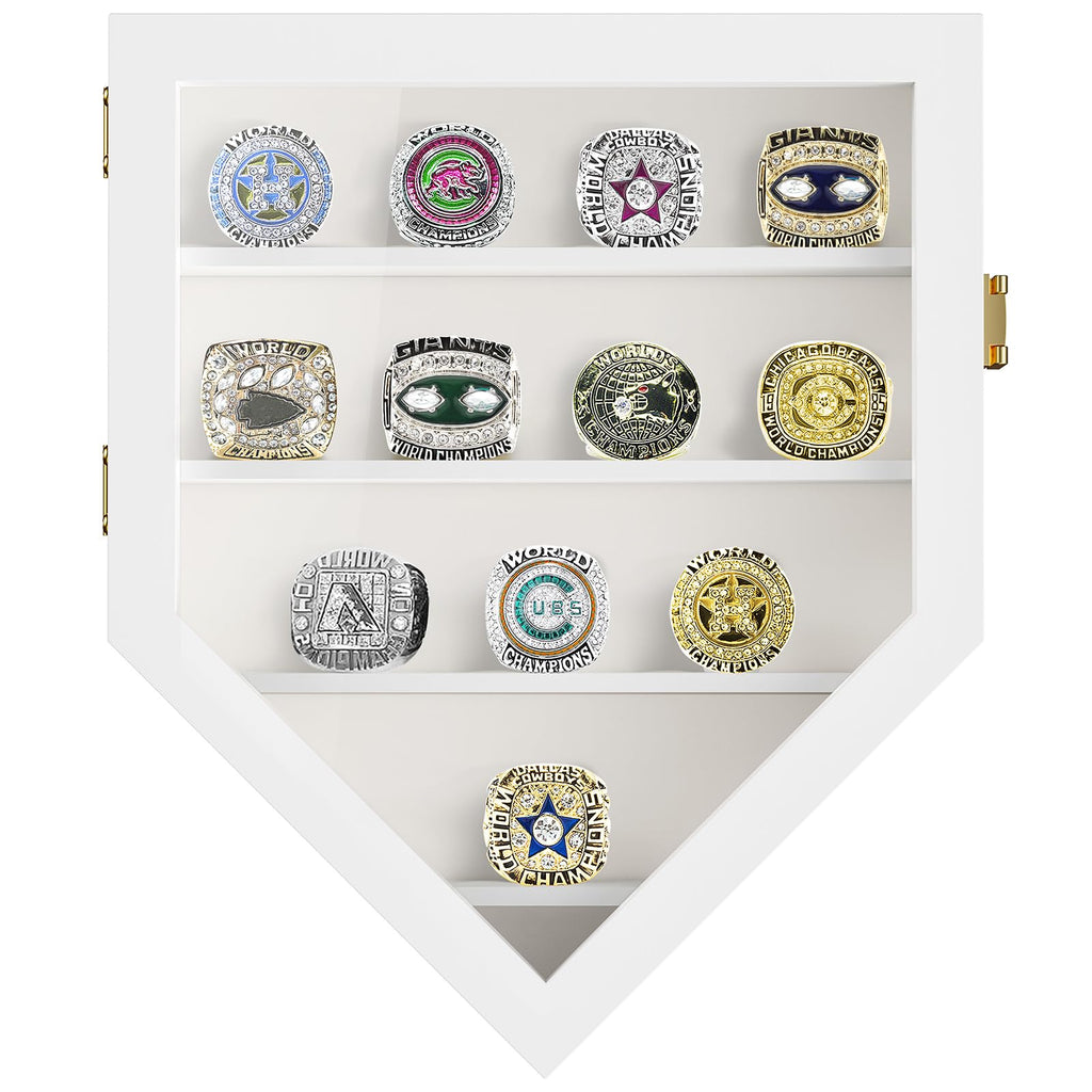 12 Rings Championship Ring Display Case Wall Mount Wooden