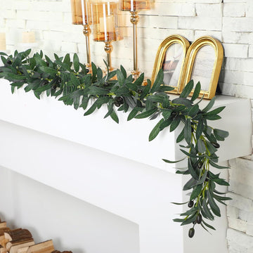 Artificial Leaf Vine Garland Olive Green Vine, 10 Ft - Set of 2
