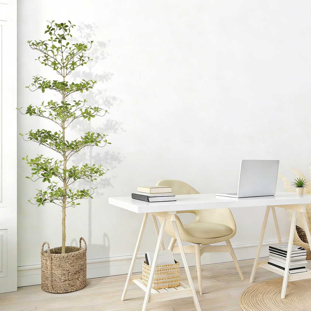 Black Olive Tree 7ft - Faux Black Olive Tree with Natural Trunk and Realistic Leaves - Realistic Artificial Shady
