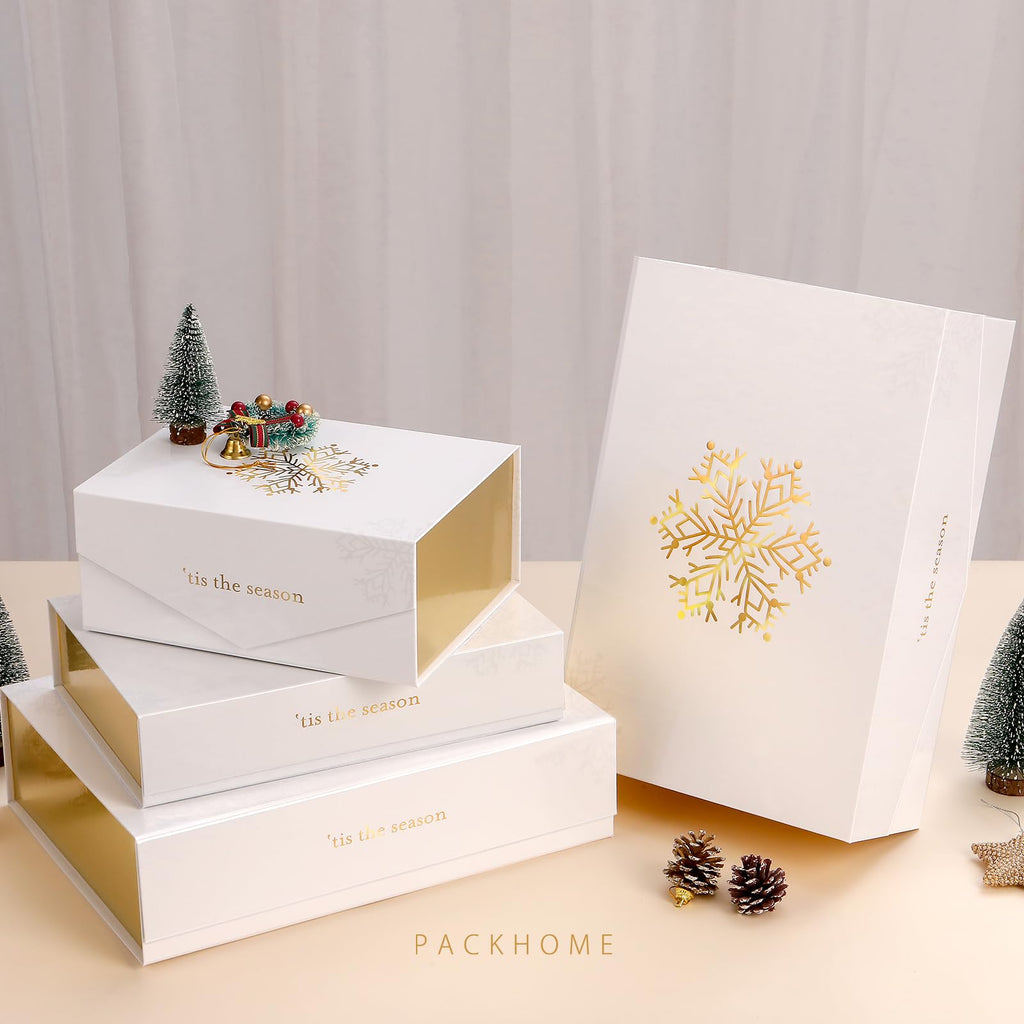 6 Large Gold Christmas Gift Boxes 13.5x9x4.1in | Casa Home Living