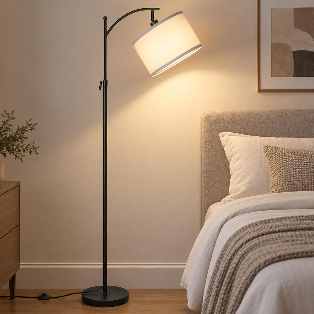Black Arc Floor Lamp 55-63" Adjustable, 3 Color 9W LED Bulb Included