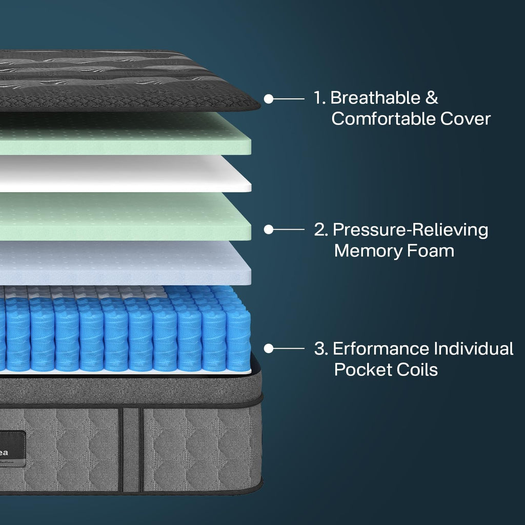 King Size Mattress 12 Inch, Upgraded Luxury Hybrid King Mattress in a Box | Hotel-Level Design, Cooling Gel Memory
