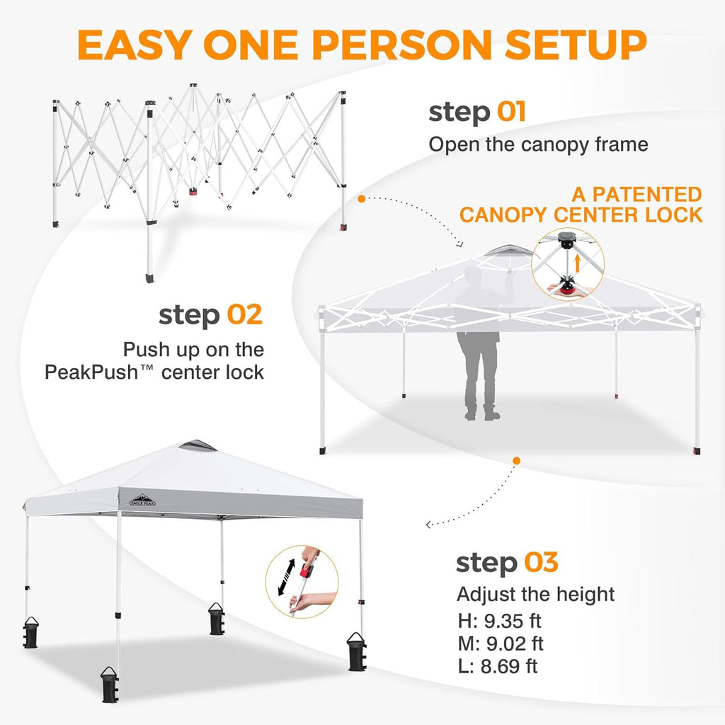 Pop Up Canopy Tent with Wheeled Carry Bag, 8 Stakes, 4 Ropes, 4 Weight Bags, Easy Set Up Tent Canopy, 10x10 ft