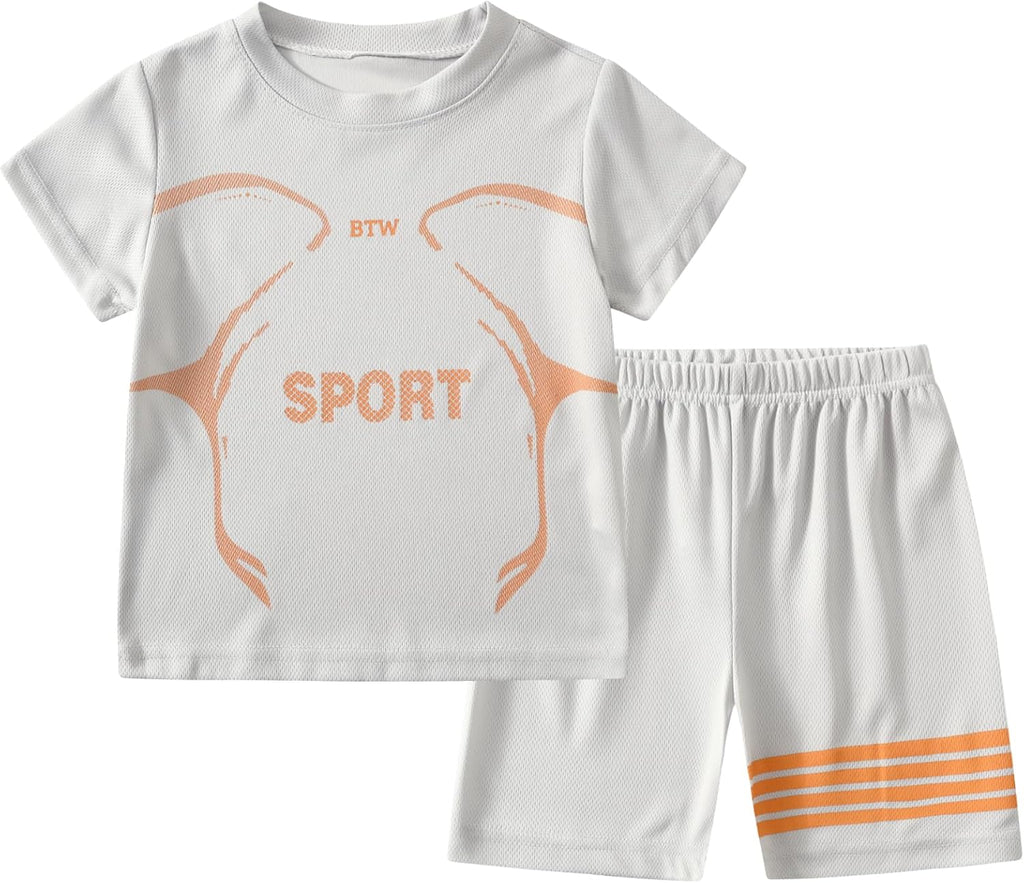 Boys Clothes Short Set 6 Piece Outfit Athletic T-Shirt and Quick Dry Shorts Kids Summer Clothing Set