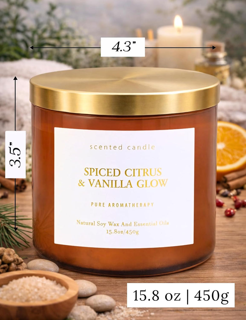 Spiced Citrus Vanilla 3-Wick Fall Scented Large Soy Candle 15.8oz