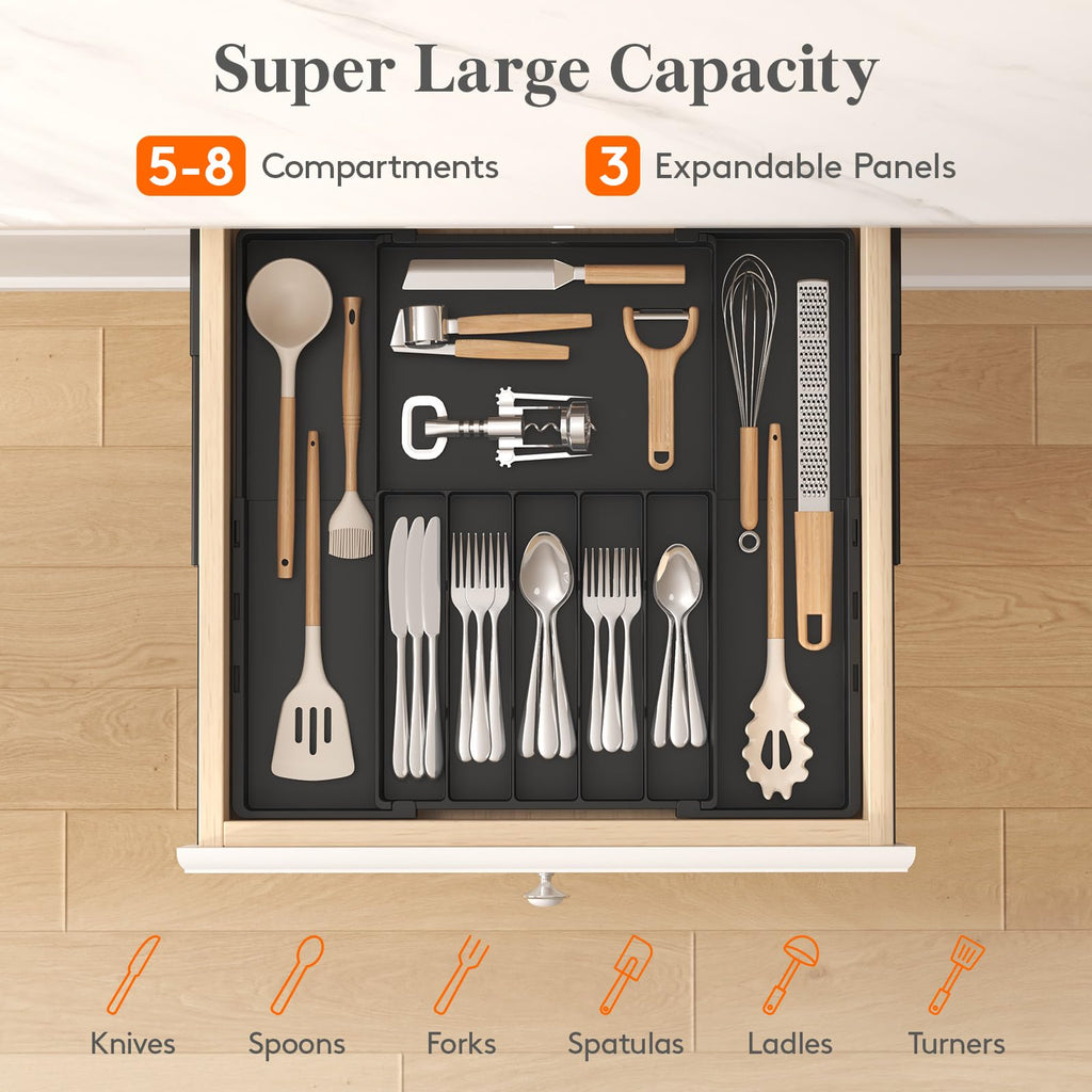 Expandable Silverware Drawer Organizer, Utensil Tray