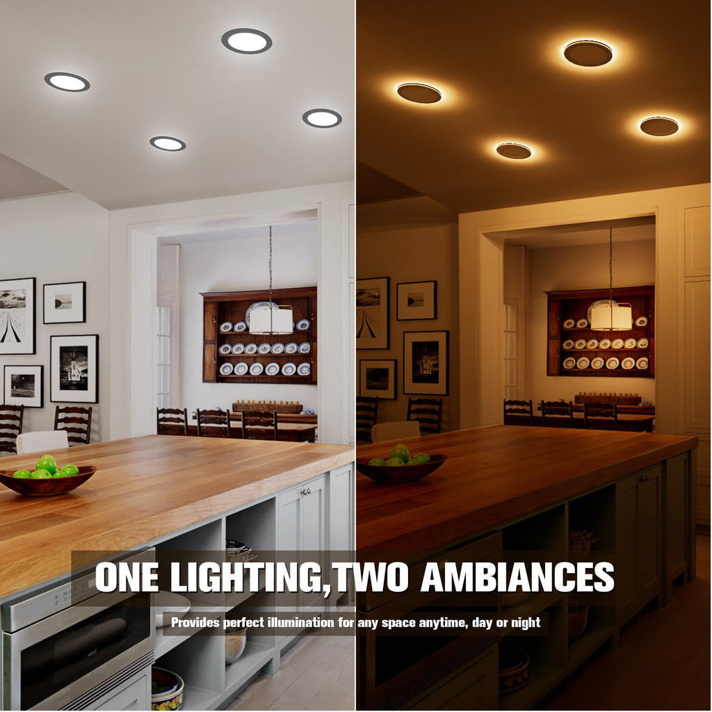 6 Pack 6 Inch Black Recessed Light with Night Light