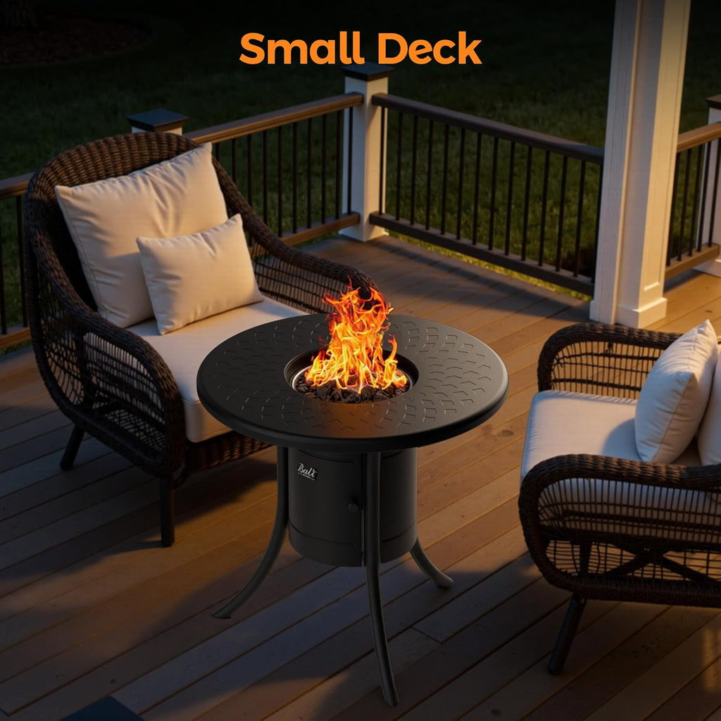 Dual 1-Pound Propane Fire Pit Outside, 26 inch Outdoor Fire Pit Black, Round Firepit Table for Outside Patio