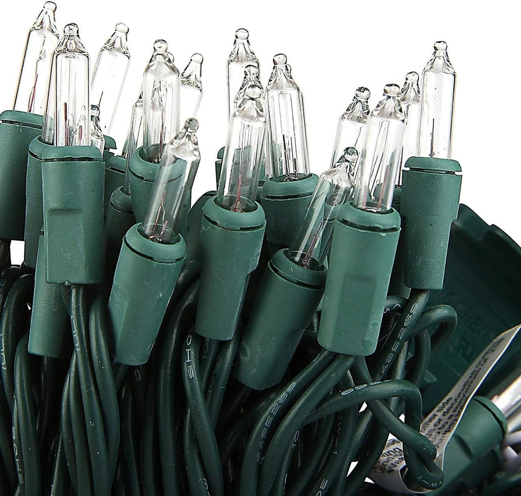 Set of 4 Holiday Time Mini Light Set, Clear Lights on Green Wire, 100 Count (Total 400 Count), Lighted Length is 19.5
