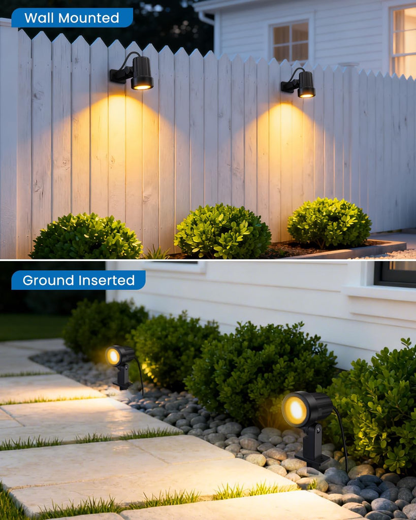 All-in-One Low Voltage Landscape Lighting Kit, 4-Pack, Warm White | LED Landscape Lights with Transformer 32FT Wire