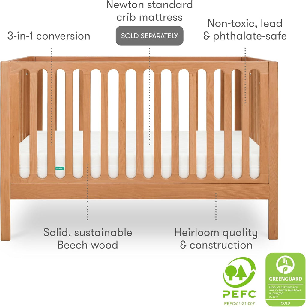 Galileo 3-in-1 Convertible Standard Crib - Chestnut | Standard Crib, 3-in-1 Convertible, Toddler Bed Conversion Kit