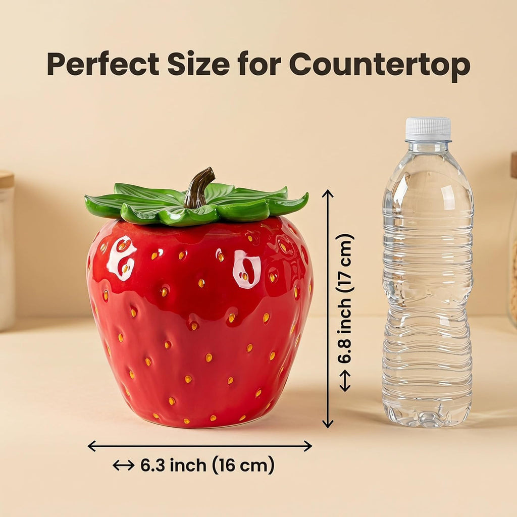 Strawberry Cookie Jar Ceramic Food Canister Container for Candy Snack
