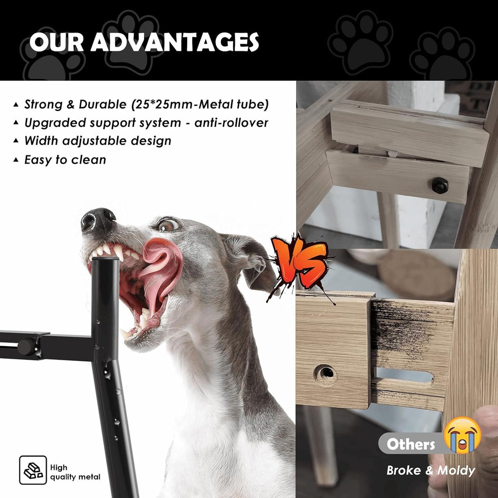 Adjustable Dog Bowl Stand, Tall Elevated Feeder for 7-10.6" Bowls, Metal Single Raised Holder, 11" Tall (Bowl Not