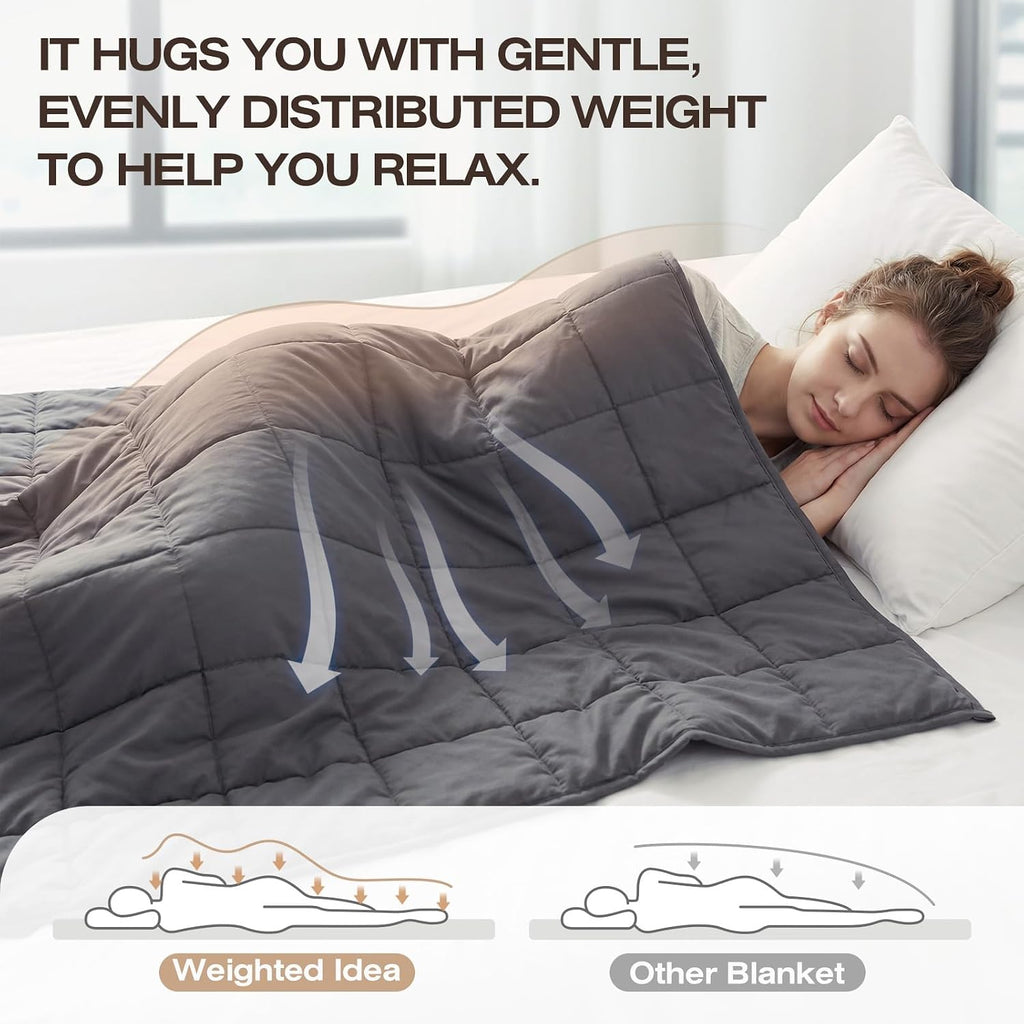 Cooling Weighted Blanket for Adults (10lbs, 48"x72") Heavy Blanket with Premium Glass, Queen Size Perfect for 190-210