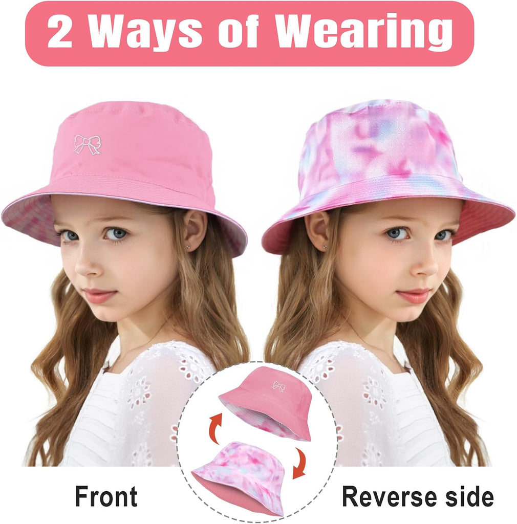 Kids Sun Hat Double Side Sun Protection Bucket Boys Girls Summer