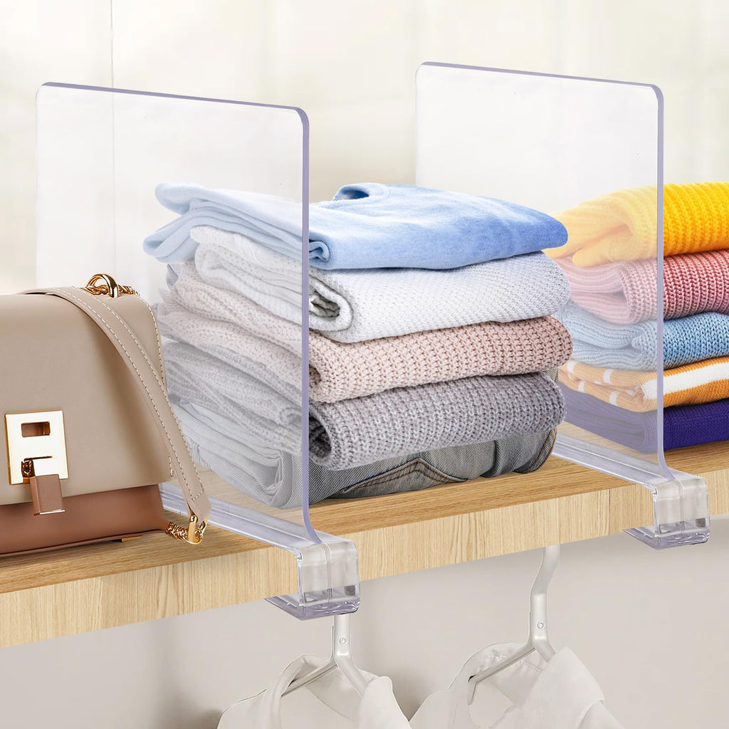 Clear Acrylic Shelf Dividers for Closets Organizer & Storage,8 Pack