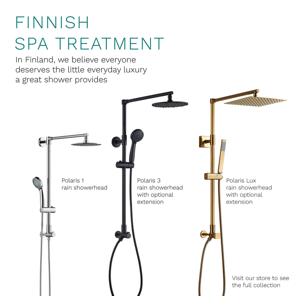 Polaris 3 Retrofit Rain Shower System, 3-Setting Handheld Shower Combo with Slide Bar, 8" Low Profile Shower Head
