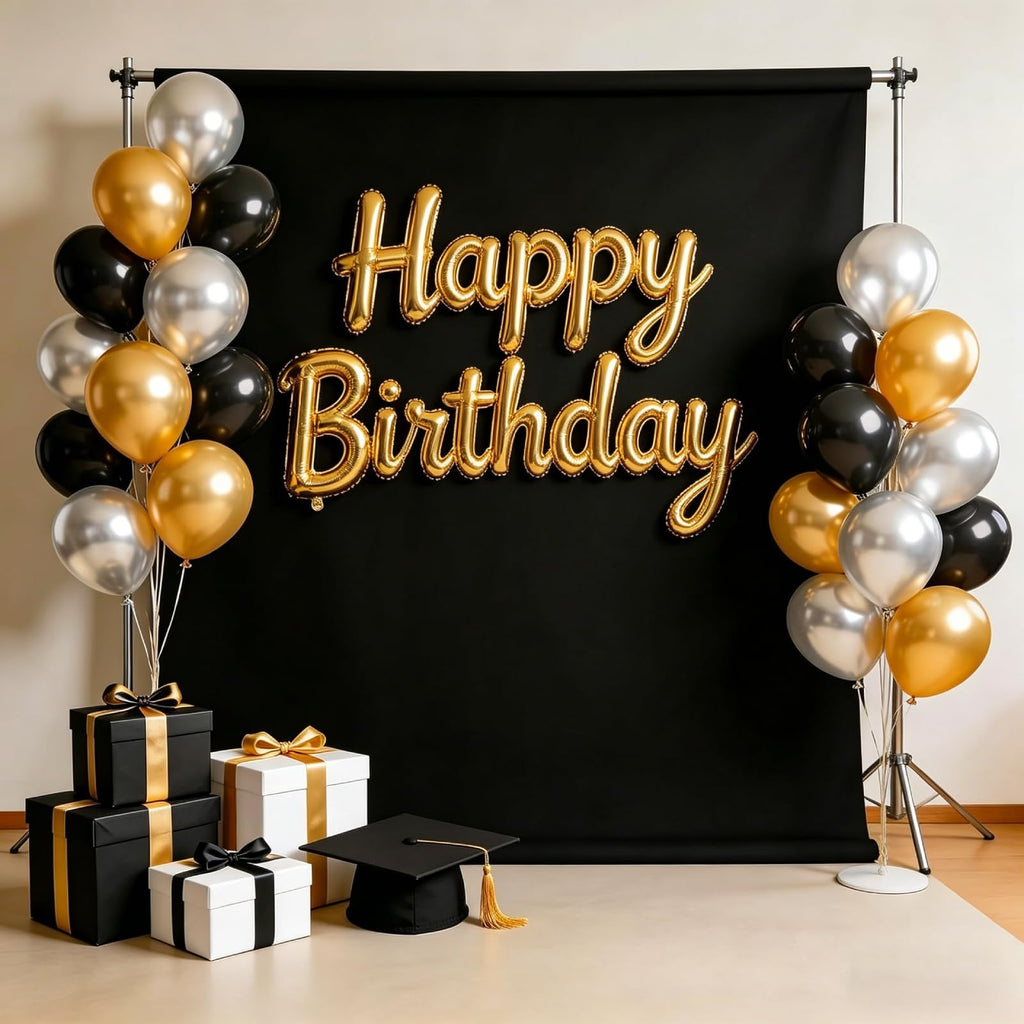 10x7 FT Black Backdrop Background for Photography, High Density Polyester Fabric Pure Black Photo Backdrop Curtain