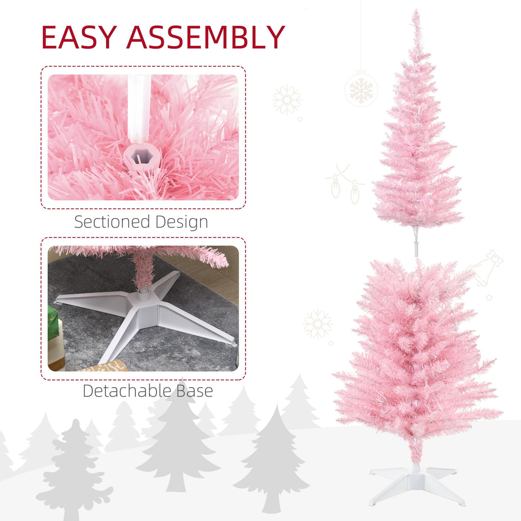 Noble Fir Artificial Pencil Christmas Tree Prelit 5' Pink