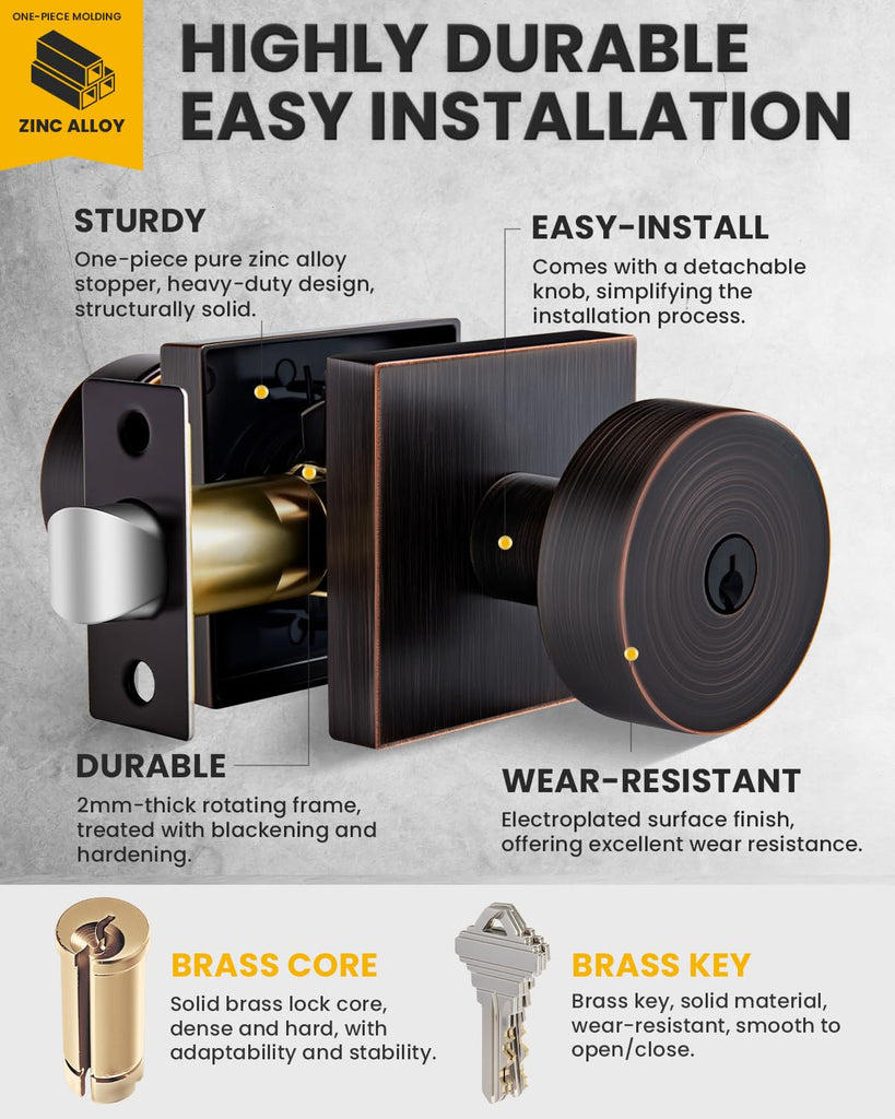Oil Rubbed Bronze Entry Door Knob with Lock and Key 1 Pack
