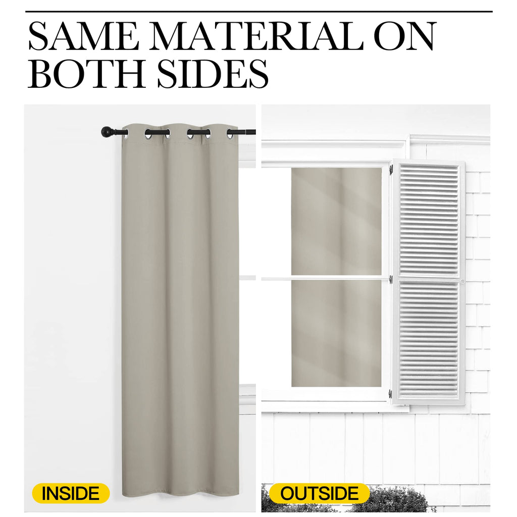 Blackout Natural Curtain, 1 Panel, W55 x L86, Thermal Insulated Solid Grommet Sound Reducing Energy Saving Window