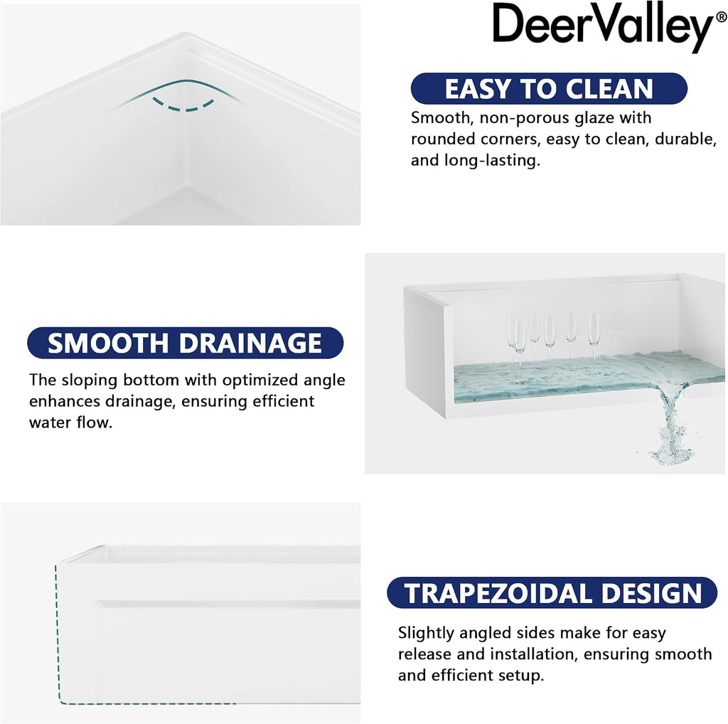 White Farmhouse Workstation Sink 30 Inch | Reversible Deep Single Bowl Apron Front Kitchen Sink, Undermount Farm Sink
