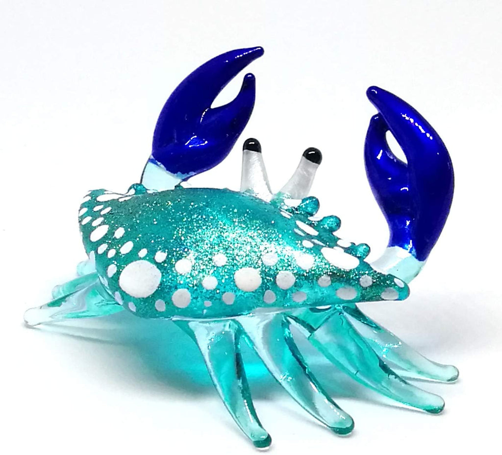Blown Glass Blue Crab Figurine Miniature Ornament Aquarium Marine Collection
