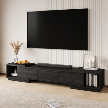 Extendable TV Stand for Up to 120 Inch TV, Modern Entertainment Center with 3 Drawers & 2 Storage Compartments