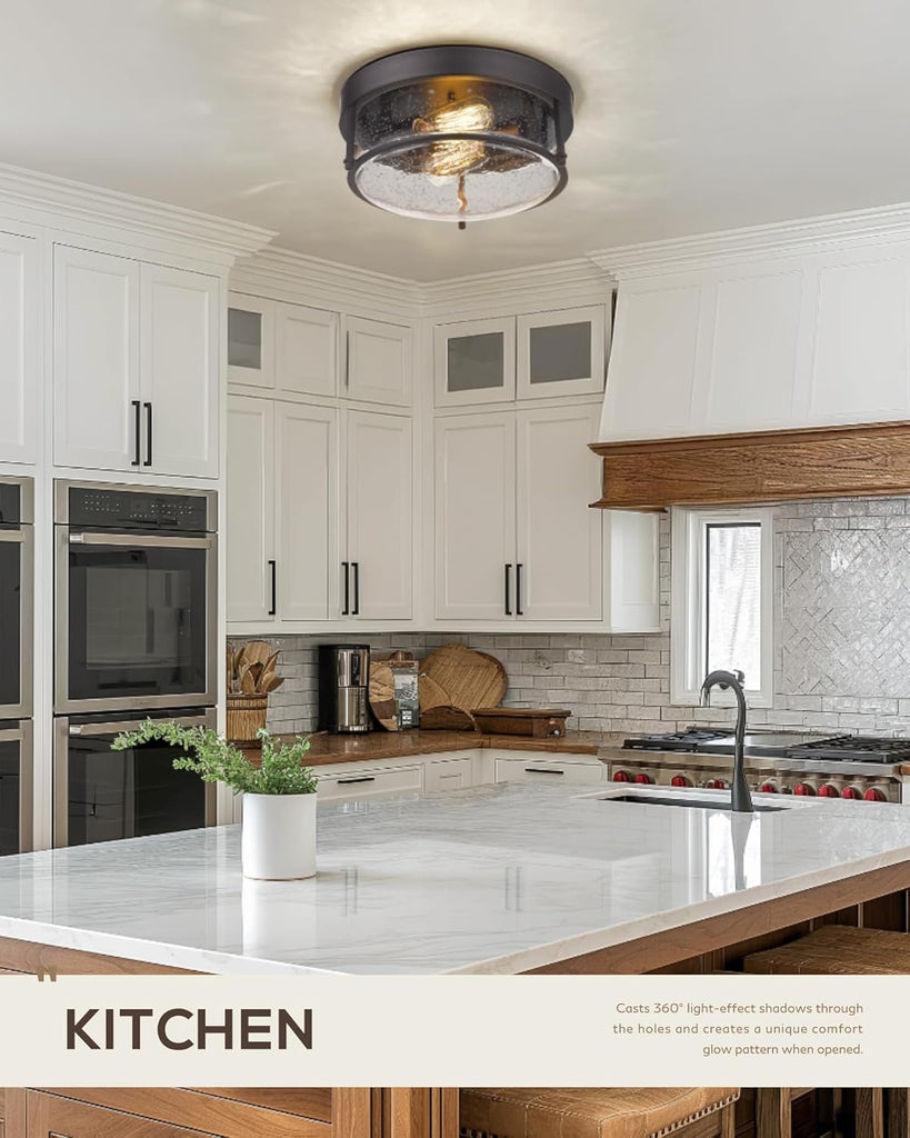Flush Mount Light Fixture, 12" Ceiling Light Fixtures, Farmhouse Porch Ceiling Lighting Outdoor