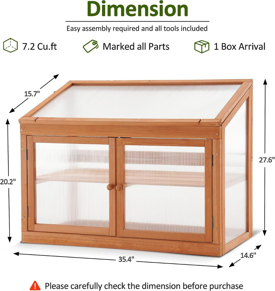 Wooden Cold Frame Garden Greenhouse Flower Planter 0160 (Orange)