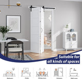 42X84(Double 21x84) Bifold Door Bi-fold Barn Doors White Double with 46" Hardware Track Kit Included