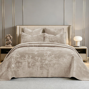 Bedspread 120x120 Striped Soft Velvet Quilt Set
