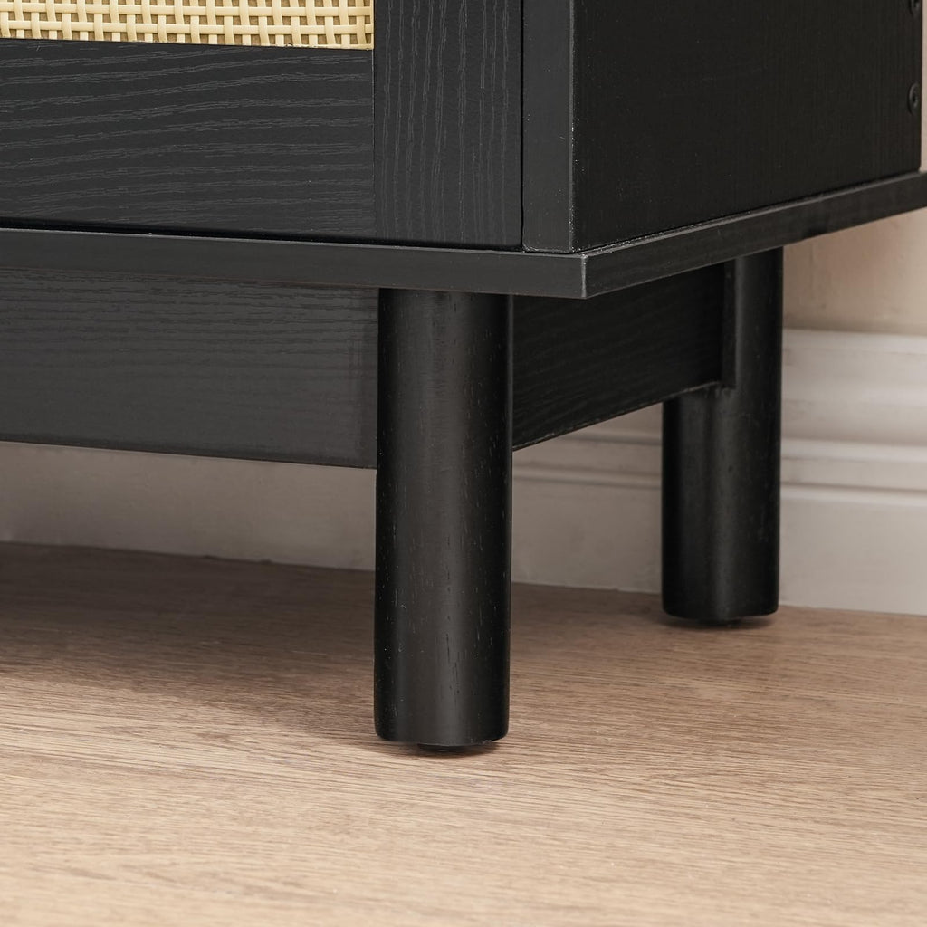 Rattan Shoe Storage Bench with Double Flip Drawers