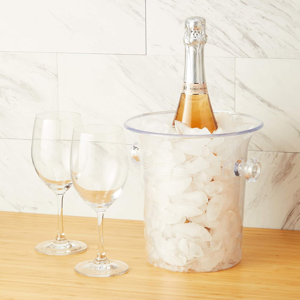 Clear Acrylic Ice Bucket with Handles, 3-Liter Capacity, Durable Wine and Champagne Bucket, Perfect Ice Buckets