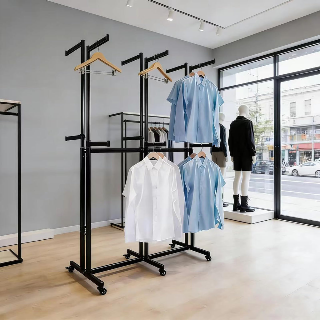 Floor Standing Garment Rack - Heavy Retail Display Racks With Wheels
