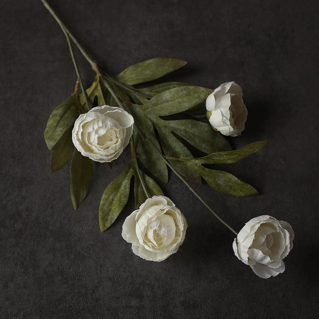 27" Artificial Peony Silk Flower Stems for Vase Decor(Cream) - Set of 6