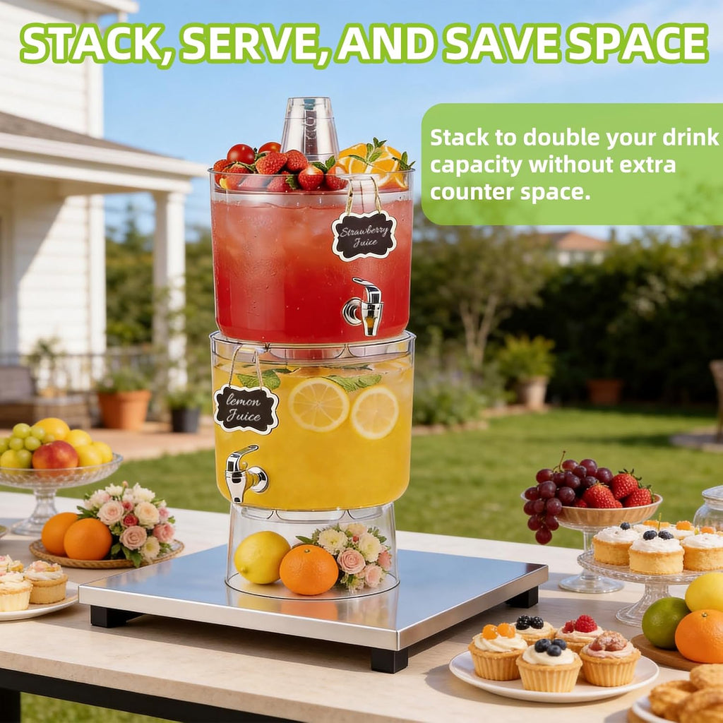 Gallon Drink Dispensers for Parties 2 PACK with Stand - Set of 2