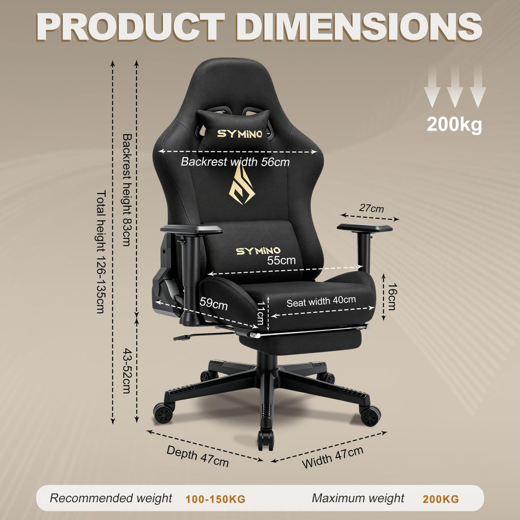 Ergonomic Gaming Chair with 155° Recline & Footrest