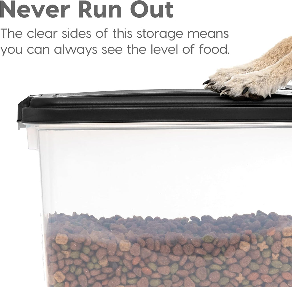 USA Airtight Pet Food Storage Rolling Container, 30 lb Capacity, Black